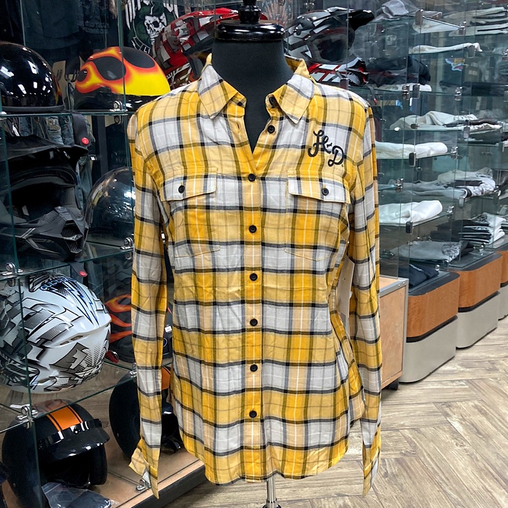 Women’s Harley-Davidson Classic Racer Plaid Shirt in Radiant Yellow